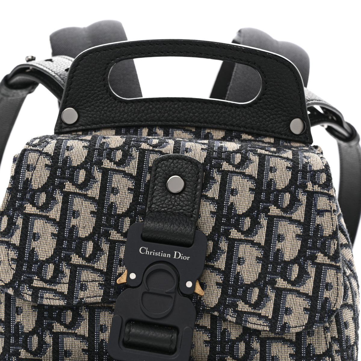 HOMME Oblique Calfskin Mens Mini Saddle Backpack Navy Blue