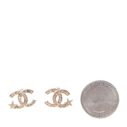 Chanel Crystal CC Starfall Earrings Gold 2 of 5