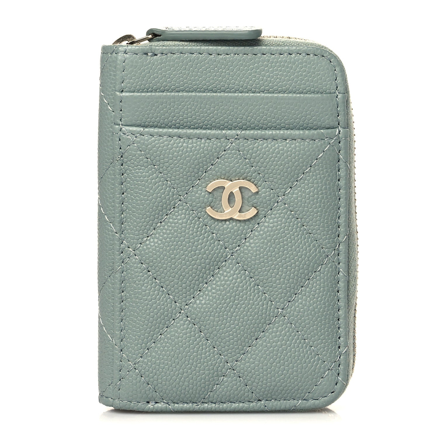 Chanel Caviar Quilted Zip Card Holder Grey 1 of 8