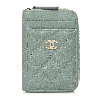 Chanel Caviar Quilted Zip Card Holder Grey 1 of 8