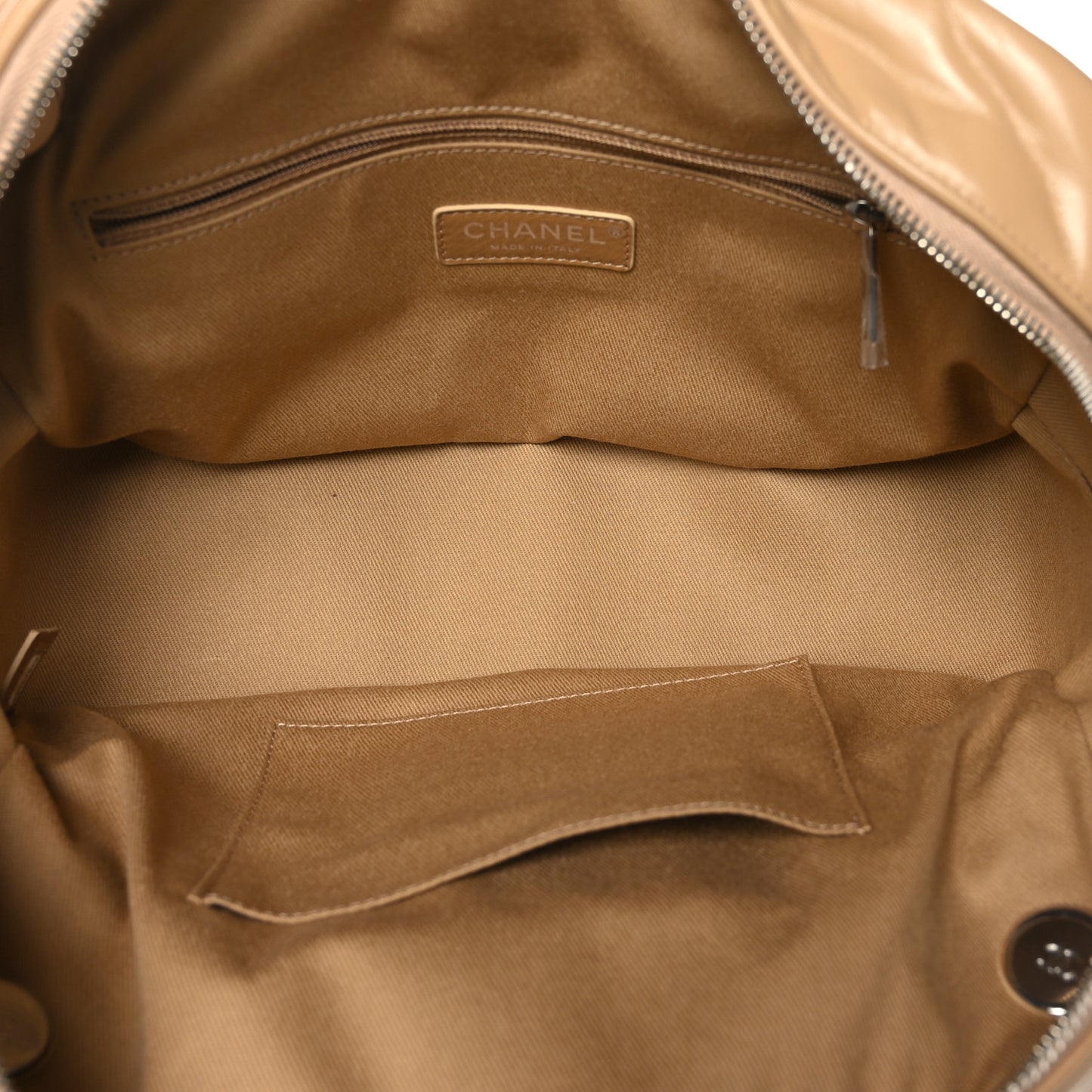 Aged Calfskin Quilted Small Express Bowling Bag Beige