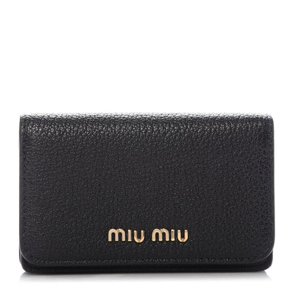 Miu Miu Madras Card Holder Black Rosa 1 of 9