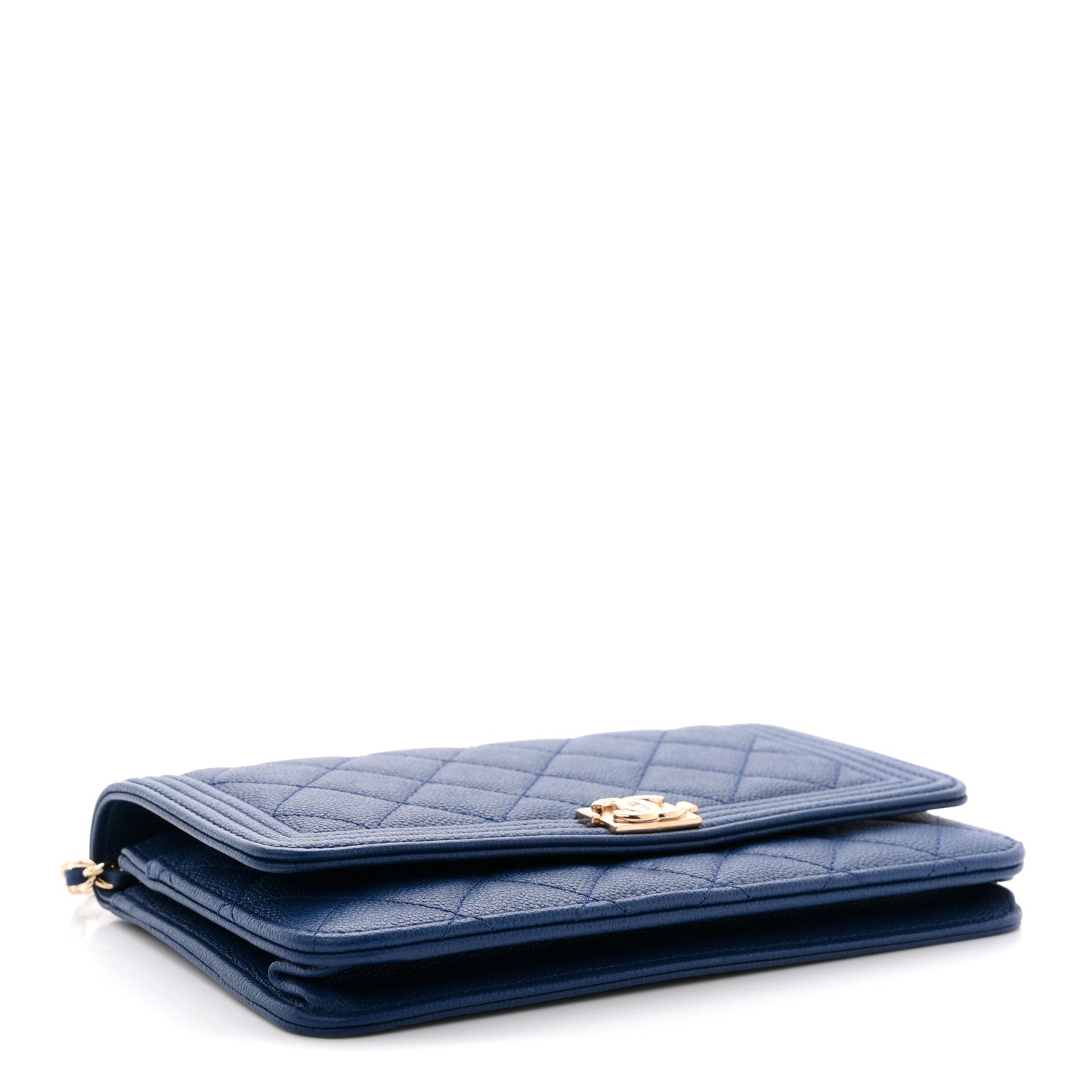 Chanel Caviar Quilted Boy Wallet On Chain WOC Dark Blue 4 of 11