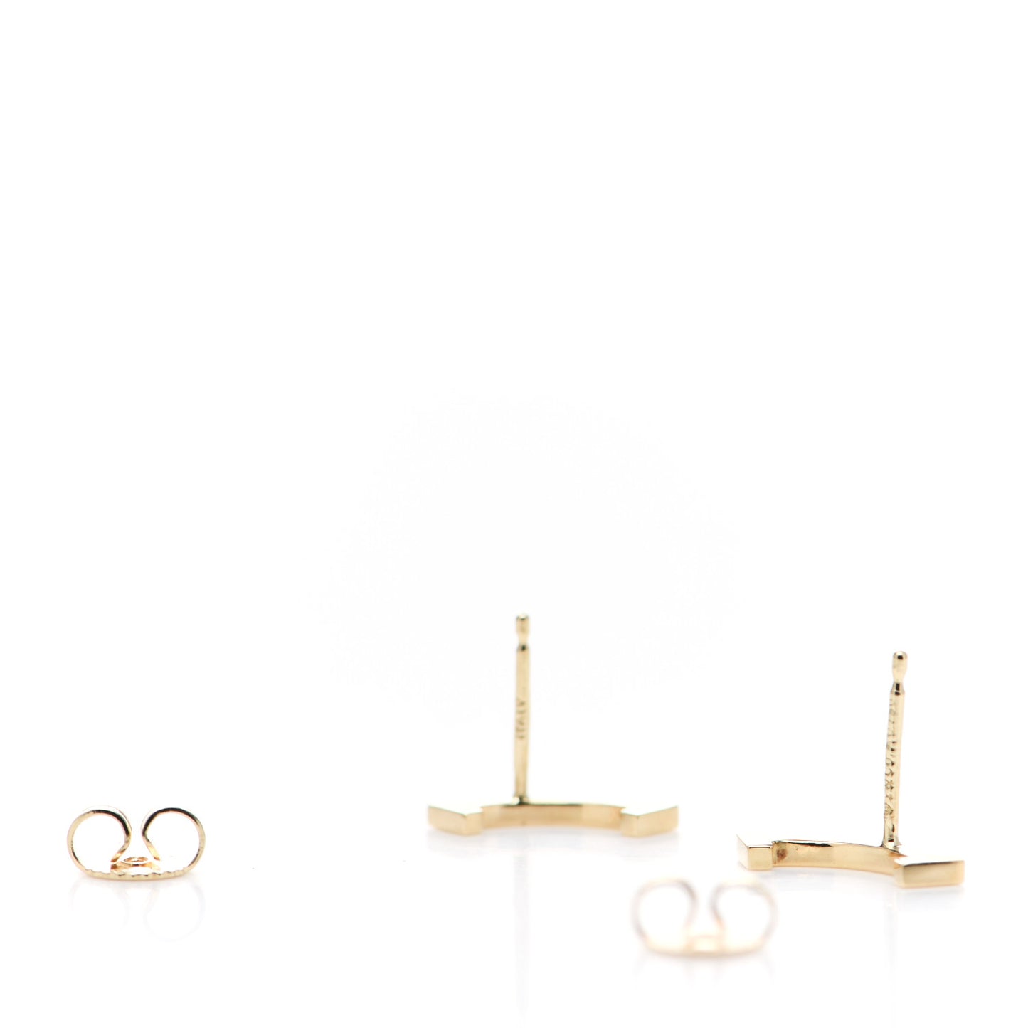 18K Yellow Gold T Smile Stud Earrings