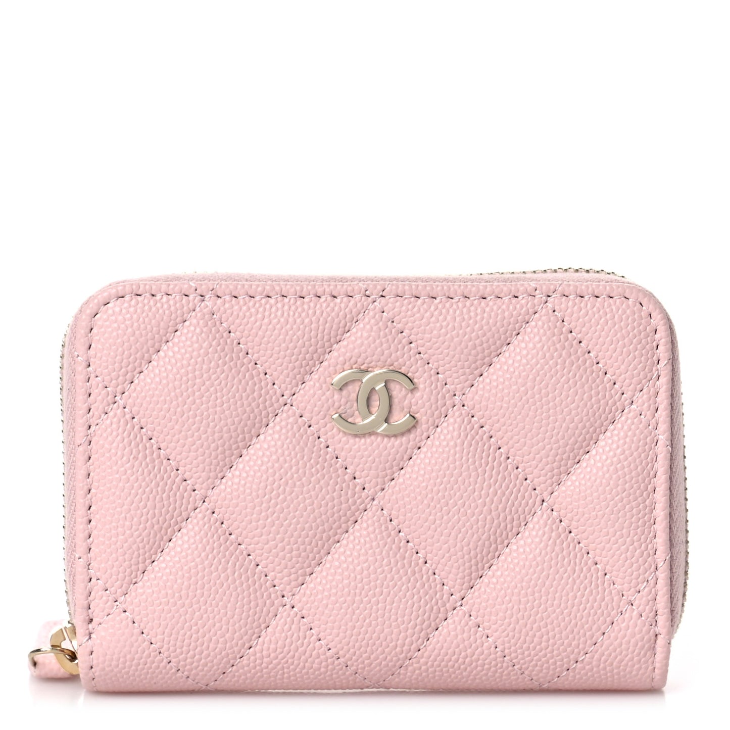 Caviar Quilted Zip Coin Purse Light Pink