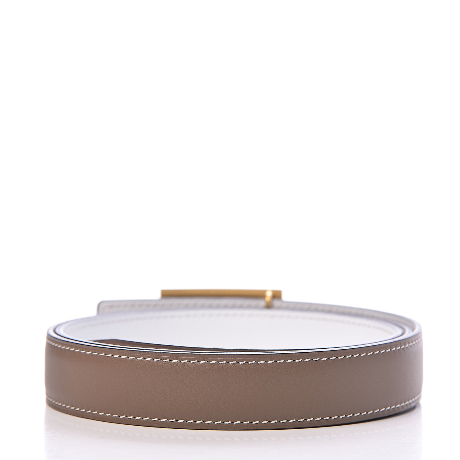 Hermes Epsom Swift 24mm Collier De Chien CDC Belt 90 White Etoupe 3 of 7