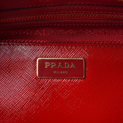 Prada Saffiano Vernice Floral Bauletto Bag Rosso Bianco 7 of 9
