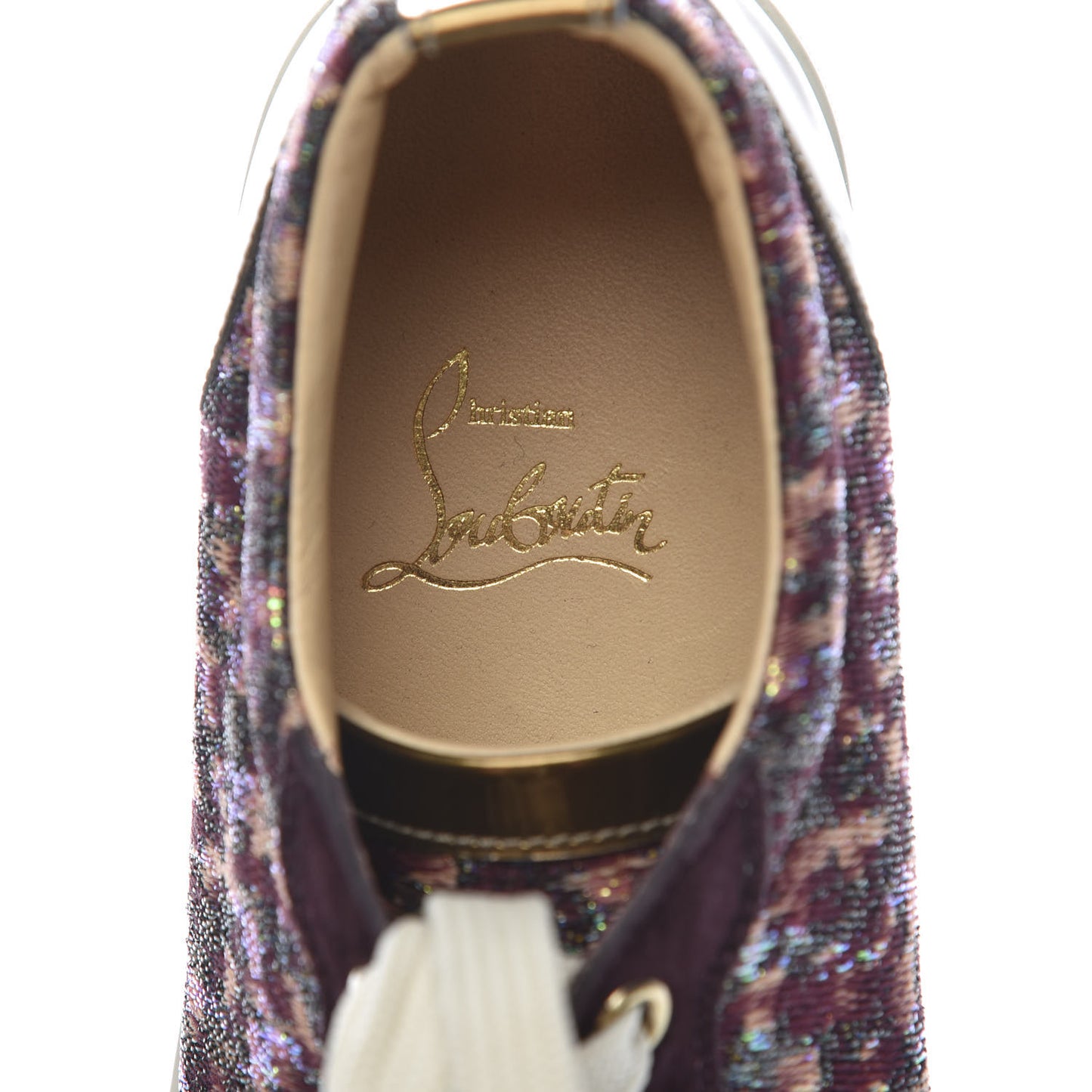 Crystal Metallic Suede Peacock Woven Lurex Gondolastrass Sneakers 36.5 Burgundy