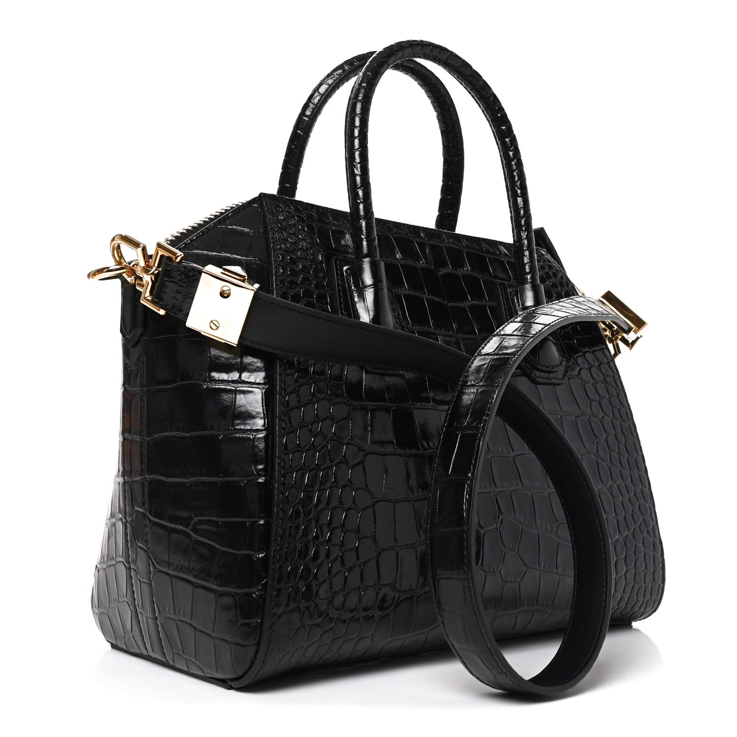 Givenchy Calfskin Crocodile Embossed Small Antigona Black 3 of 10