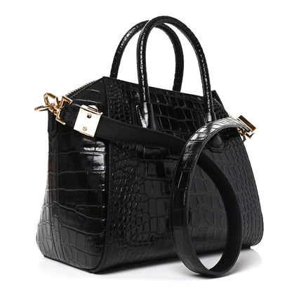 Givenchy Calfskin Crocodile Embossed Small Antigona Black 3 of 10