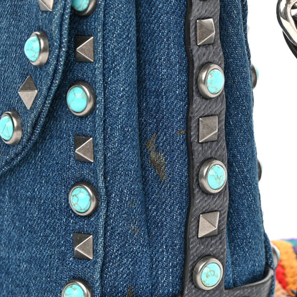 Valentino Garavani Denim Guitar Strap Rockstud Rolling Shoulder Flap Messenger Bag 14 of 14