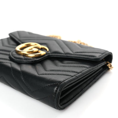 Gucci Calfskin Matelasse GG Marmont Chain Wallet Black 9 of 9