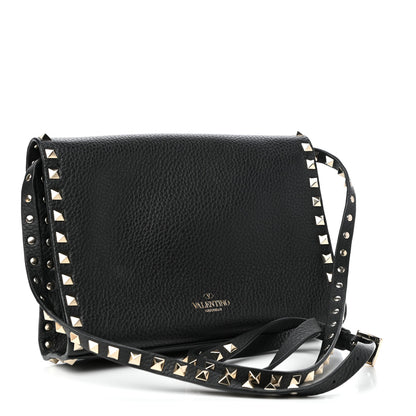 Valentino Garavani Pebbled Calfskin Medium Rockstud Flip Lock Crossbody Bag Black 3 of 10