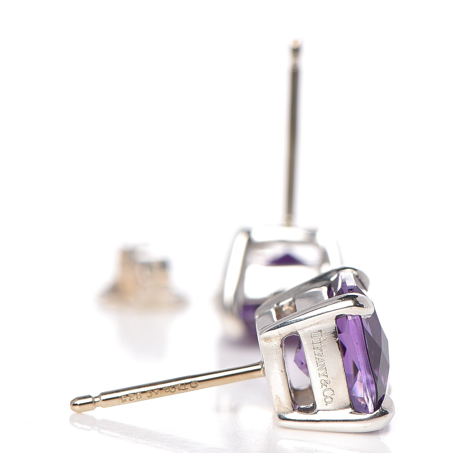 Tiffany Sterling Silver Amethyst Sparklers Stud Earrings 4 of 4