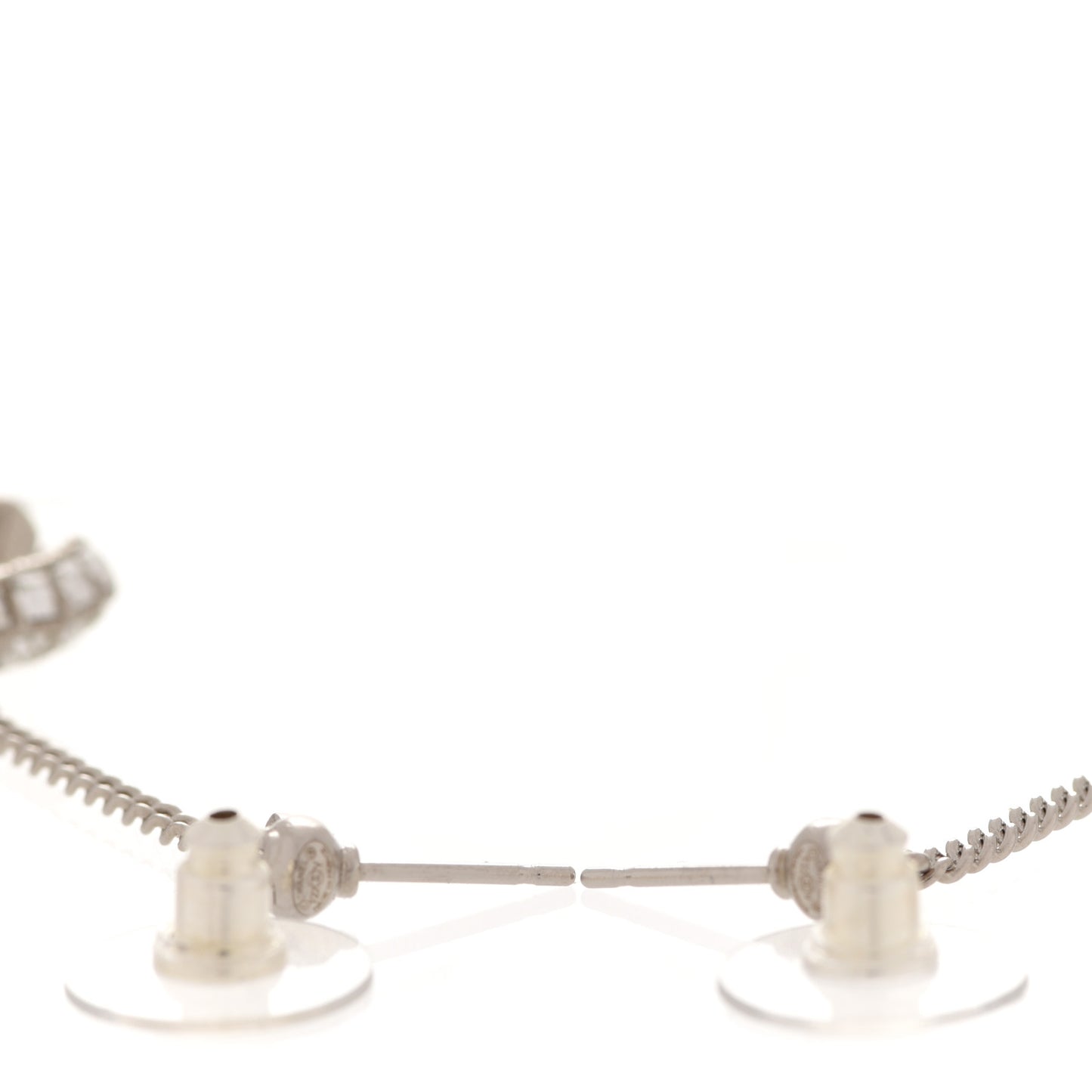 Baguette Crystal CC Drop Earrings Silver