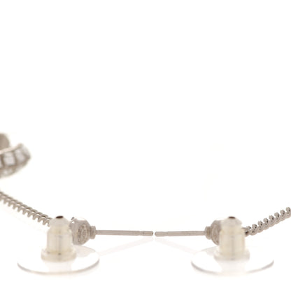 Chanel Baguette Crystal CC Drop Earrings Silver 3 of 5