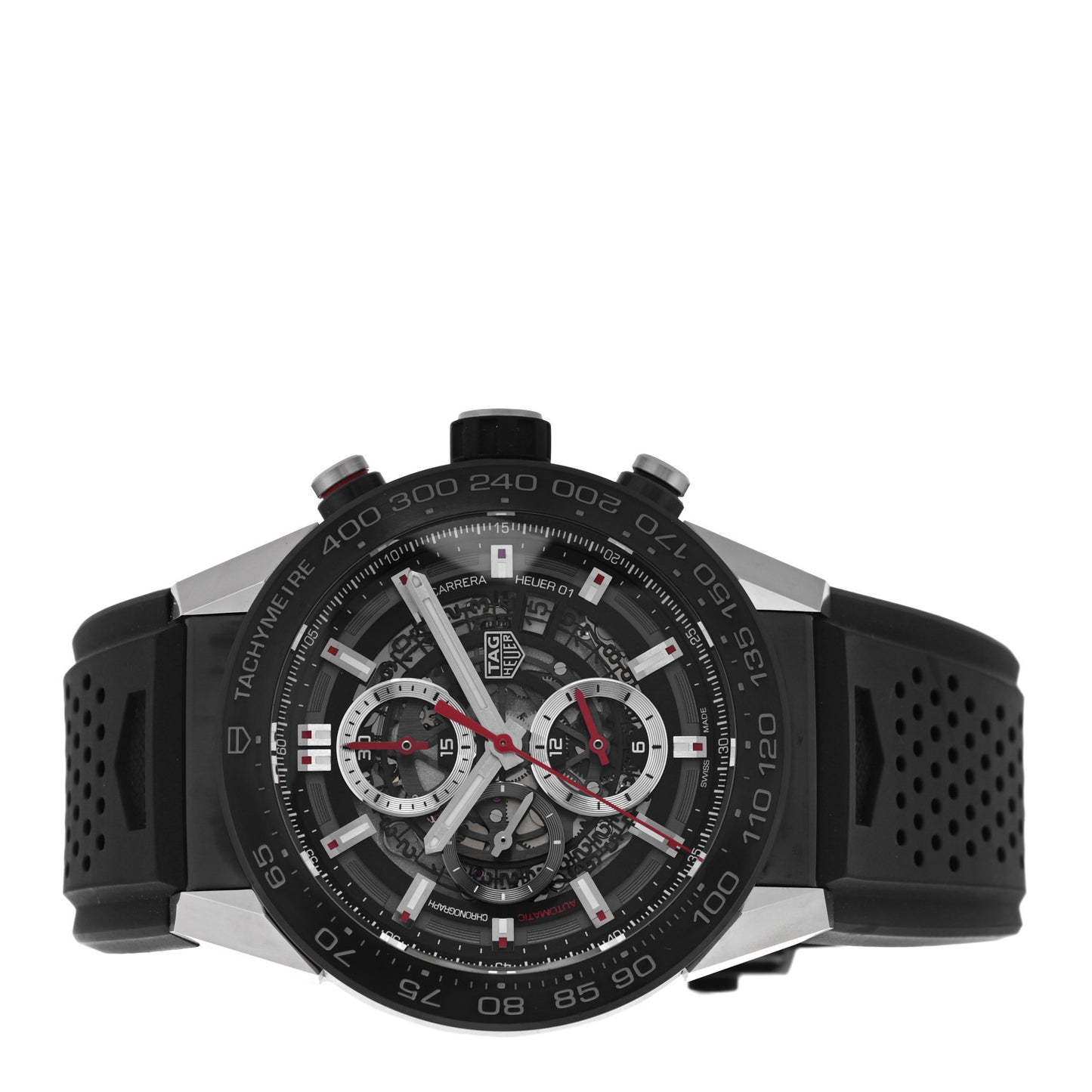 Stainless Steel 45mm Carrera Chronograph Automatic Watch Black CAR2A1Z