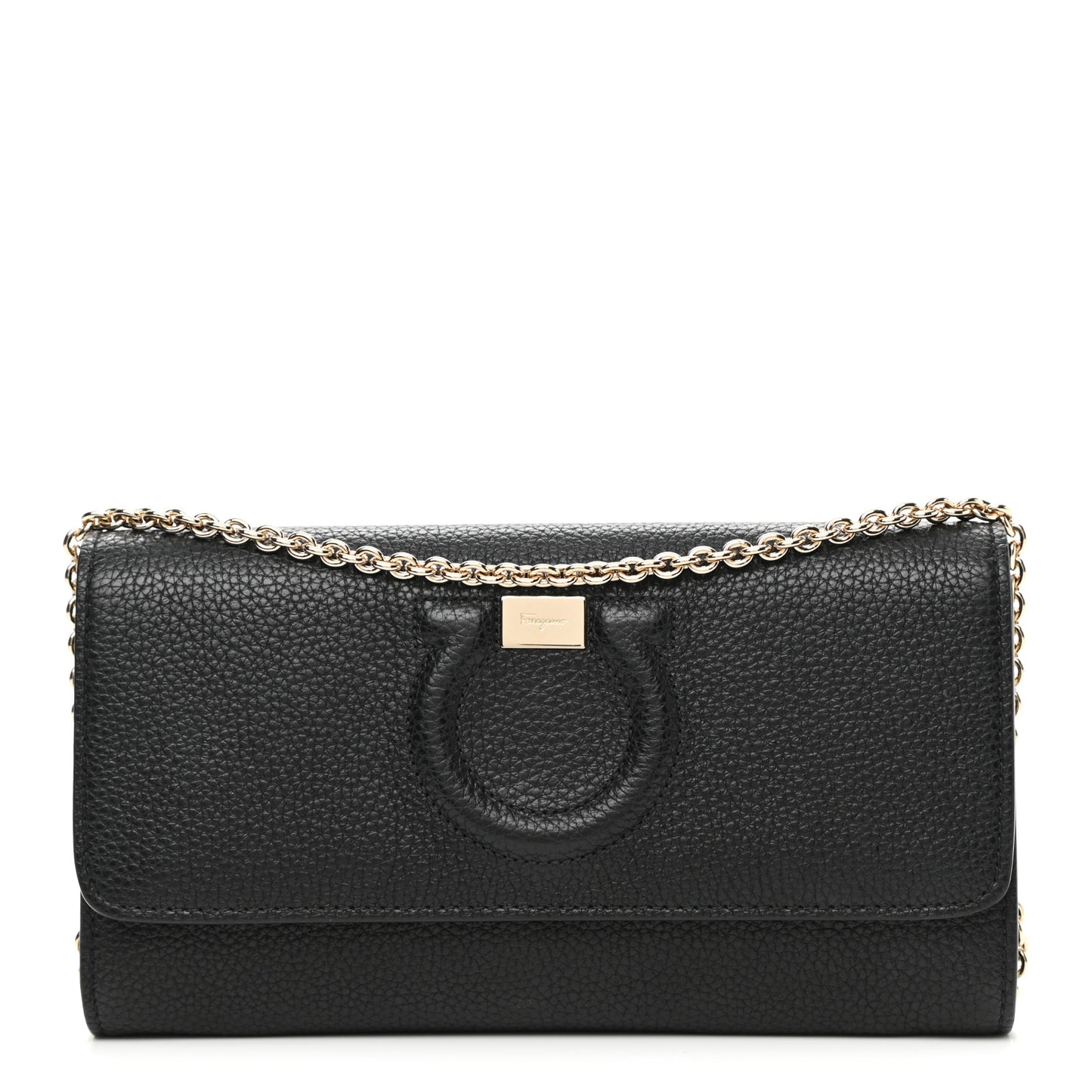 Calfskin City Wallet On Chain Black