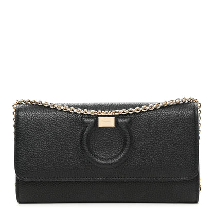 Salvatore Ferragamo Calfskin City Wallet On Chain Black 1 of 11