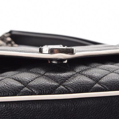 Saint Laurent Grained Calfskin Tri-Quilt Monogram Medium College Bag Black White 12 of 13