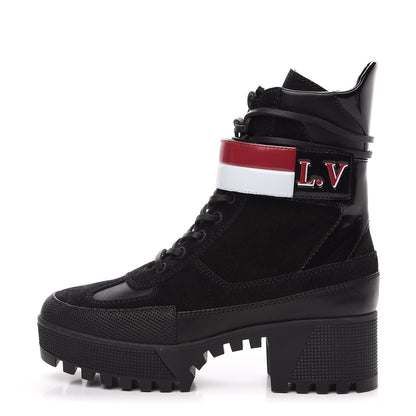 Louis Vuitton Suede Calfskin Laureate Platform Desert Boots 37 Black 1 of 6