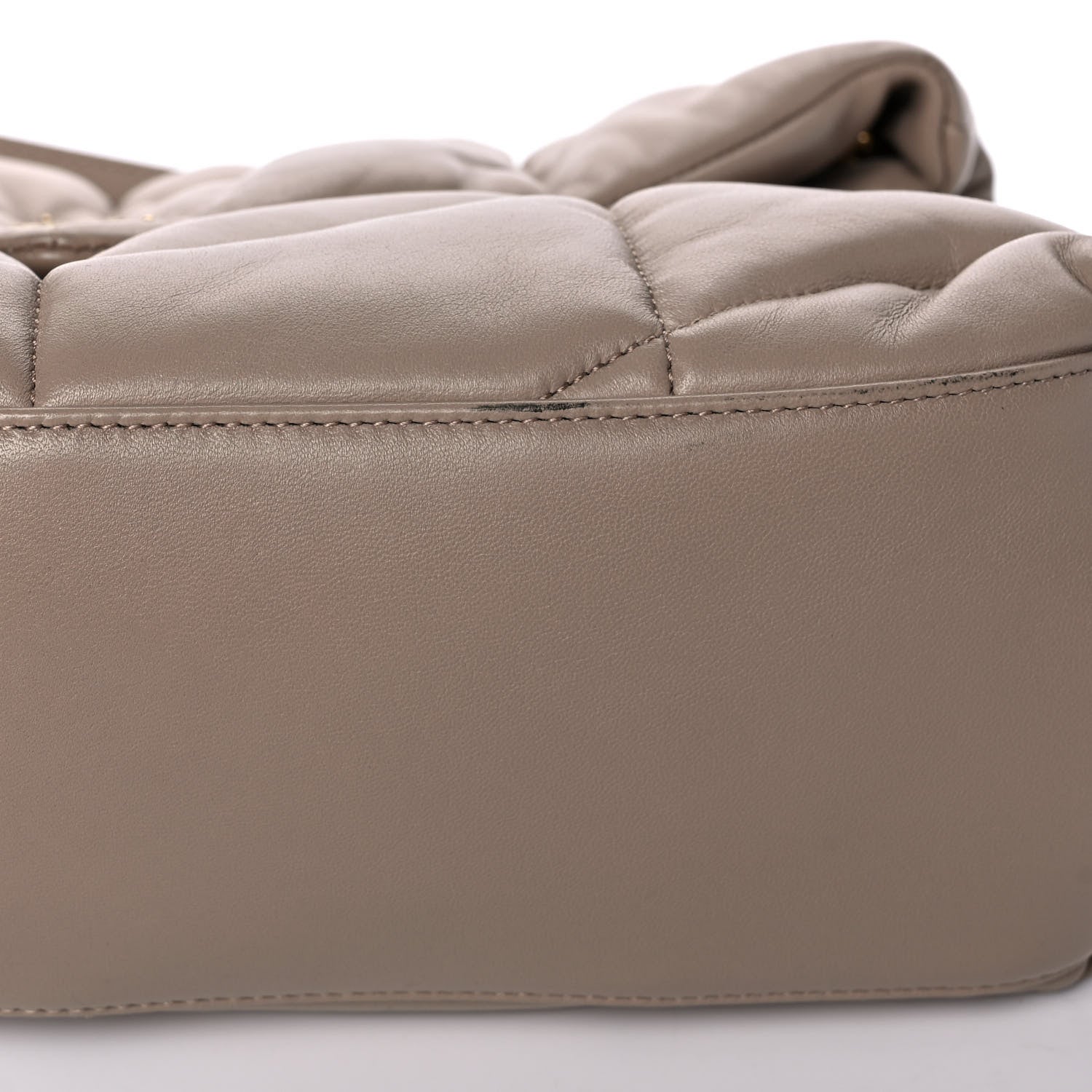 Saint Laurent Lambskin Quilted Medium Loulou Puffer Monogram Chain Satchel Dark Beige 13 of 14