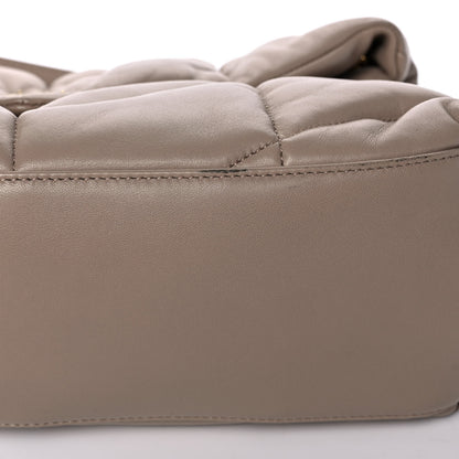 Saint Laurent Lambskin Quilted Medium Loulou Puffer Monogram Chain Satchel Dark Beige 13 of 14