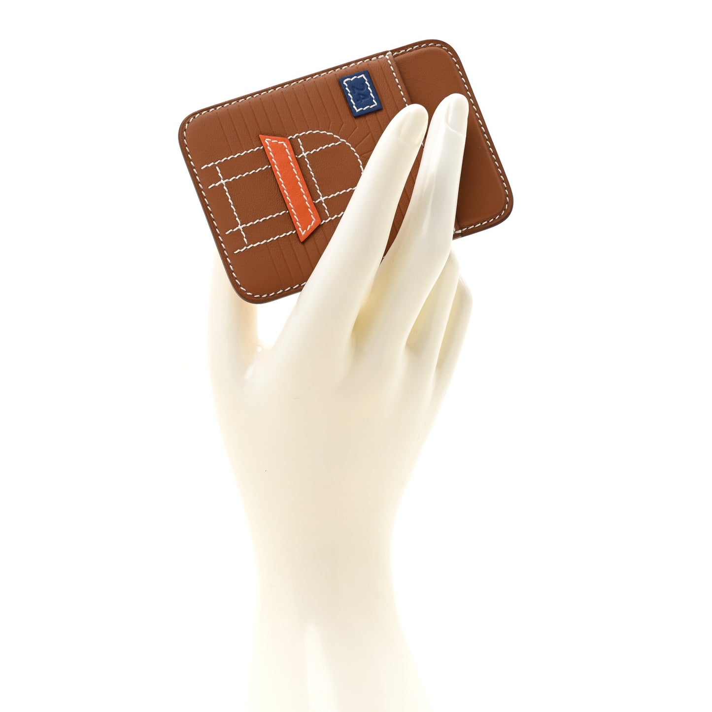 Swift Stitched Faubourg MagSafe Card Holder Gold Bleu De France Orange