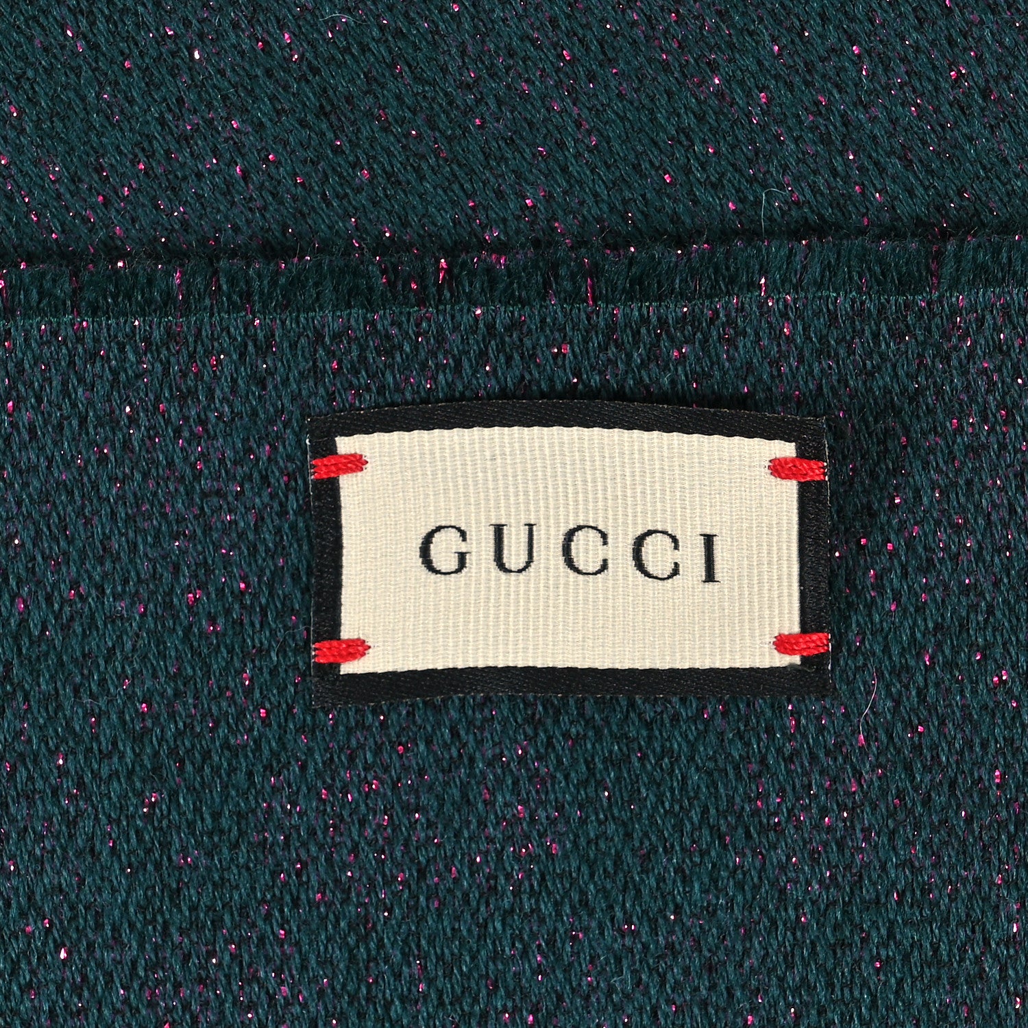 Gucci Wool Silk Jacquard GG Monogram Stenix Scarf Green Pink 3 of 4