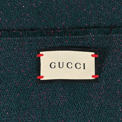 Gucci Wool Silk Jacquard GG Monogram Stenix Scarf Green Pink 3 of 4