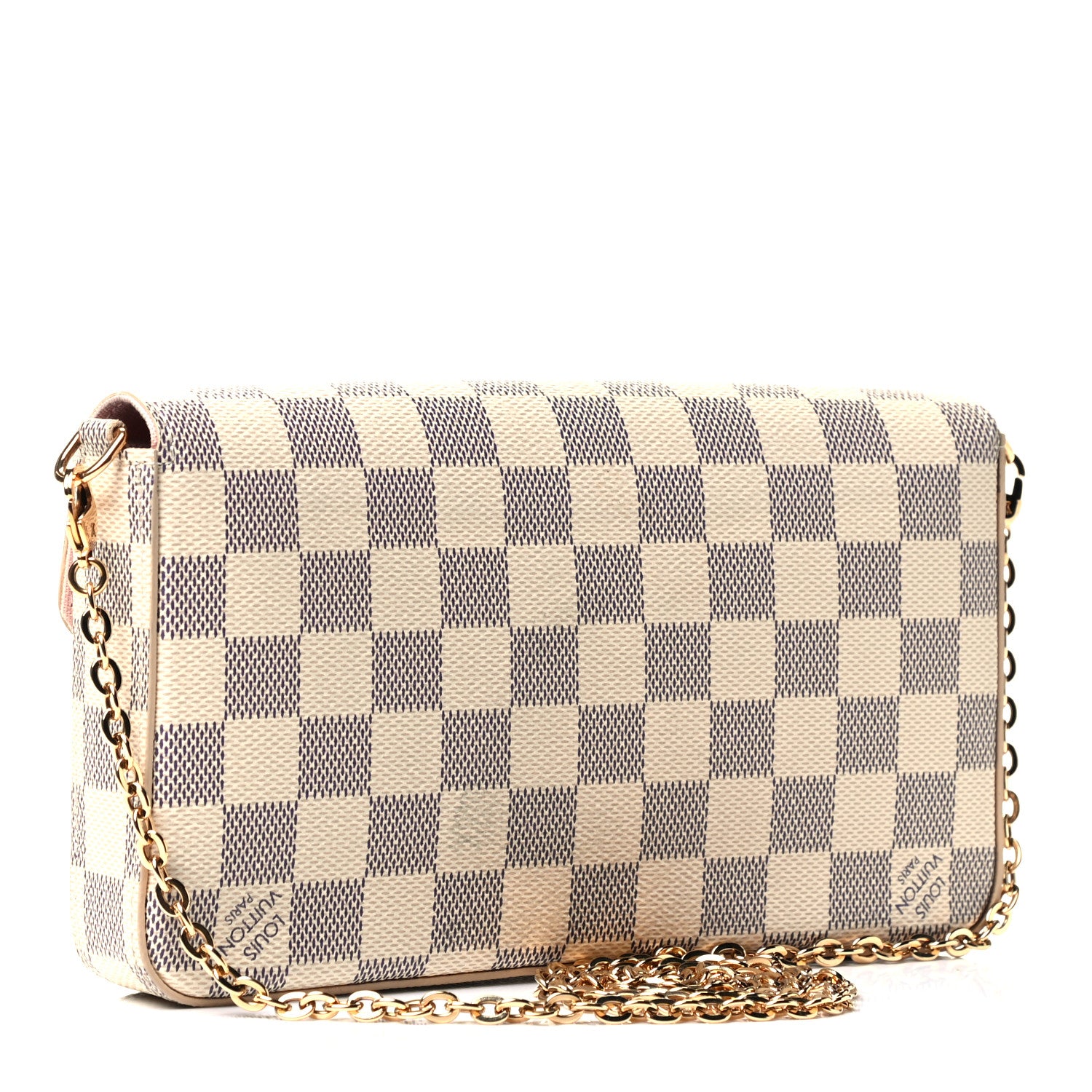 Louis Vuitton Damier Azur Pochette Felicie Chain Wallet Rose Ballerine 3 of 5