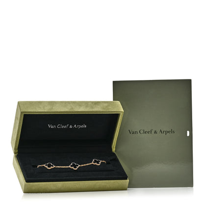 Van Cleef & Arpels 18K Yellow Gold Black Onyx 5 Motifs Vintage Alhambra Bracelet 5 of 5