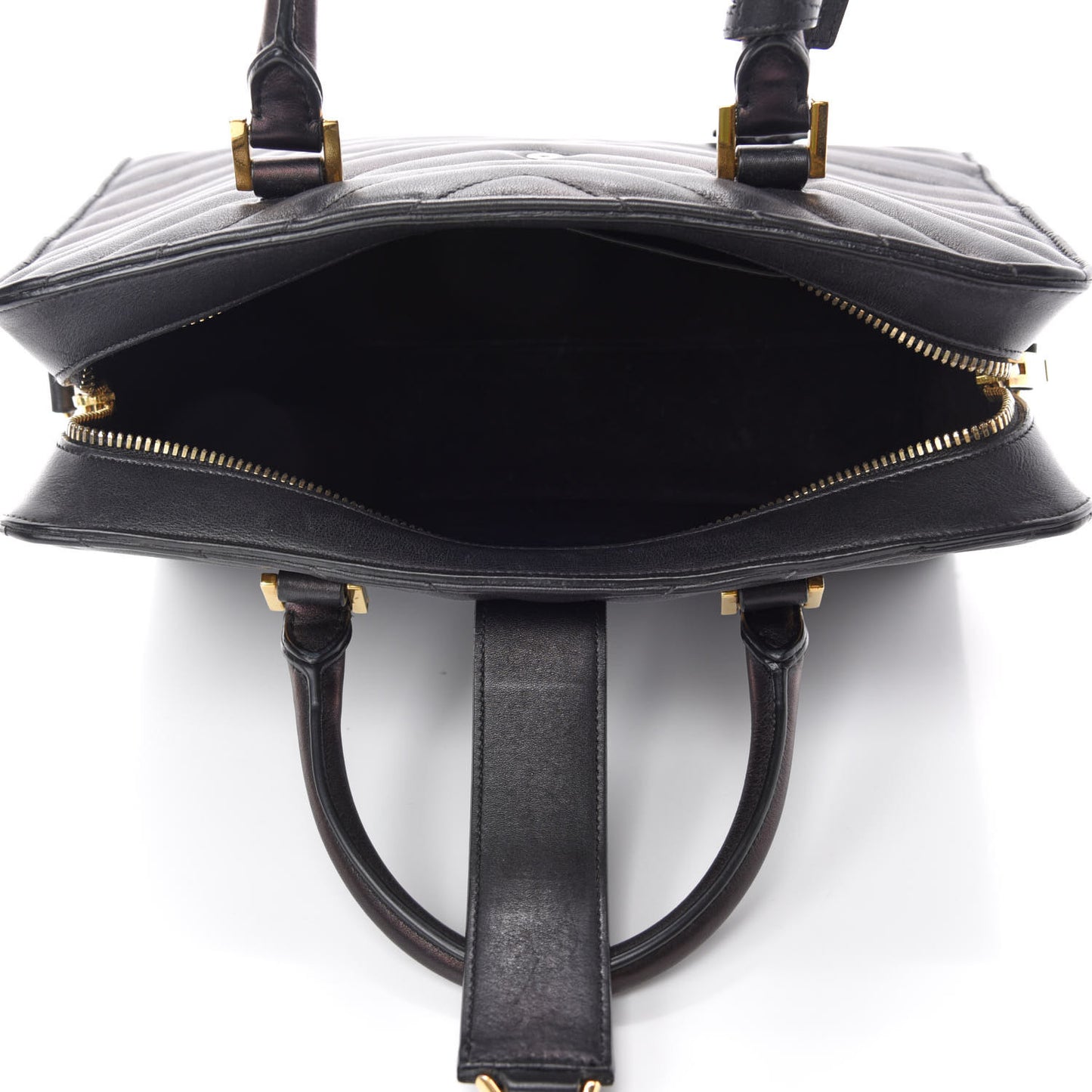 Calfskin Matelasse Chevron Small Monogram Cabas Black