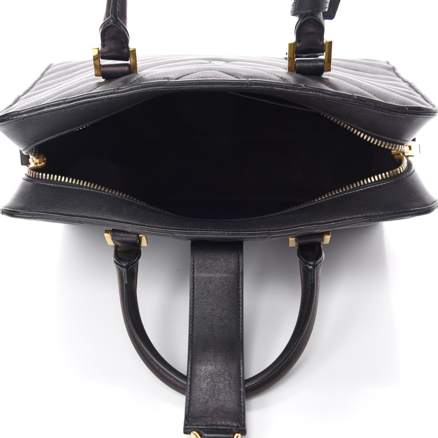 Saint Laurent Calfskin Matelasse Chevron Small Monogram Cabas Black 5 of 14