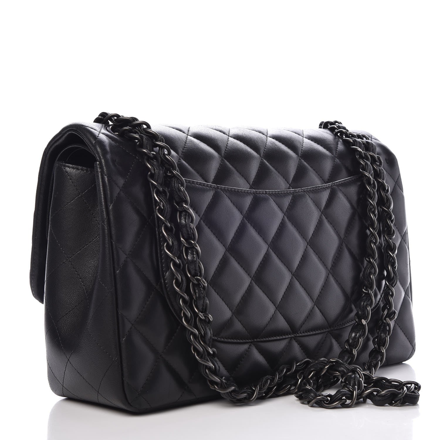 Chanel Lambskin Quilted Jumbo Double Flap Black 4 of 16