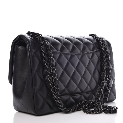 Chanel Lambskin Quilted Jumbo Double Flap Black 4 of 16