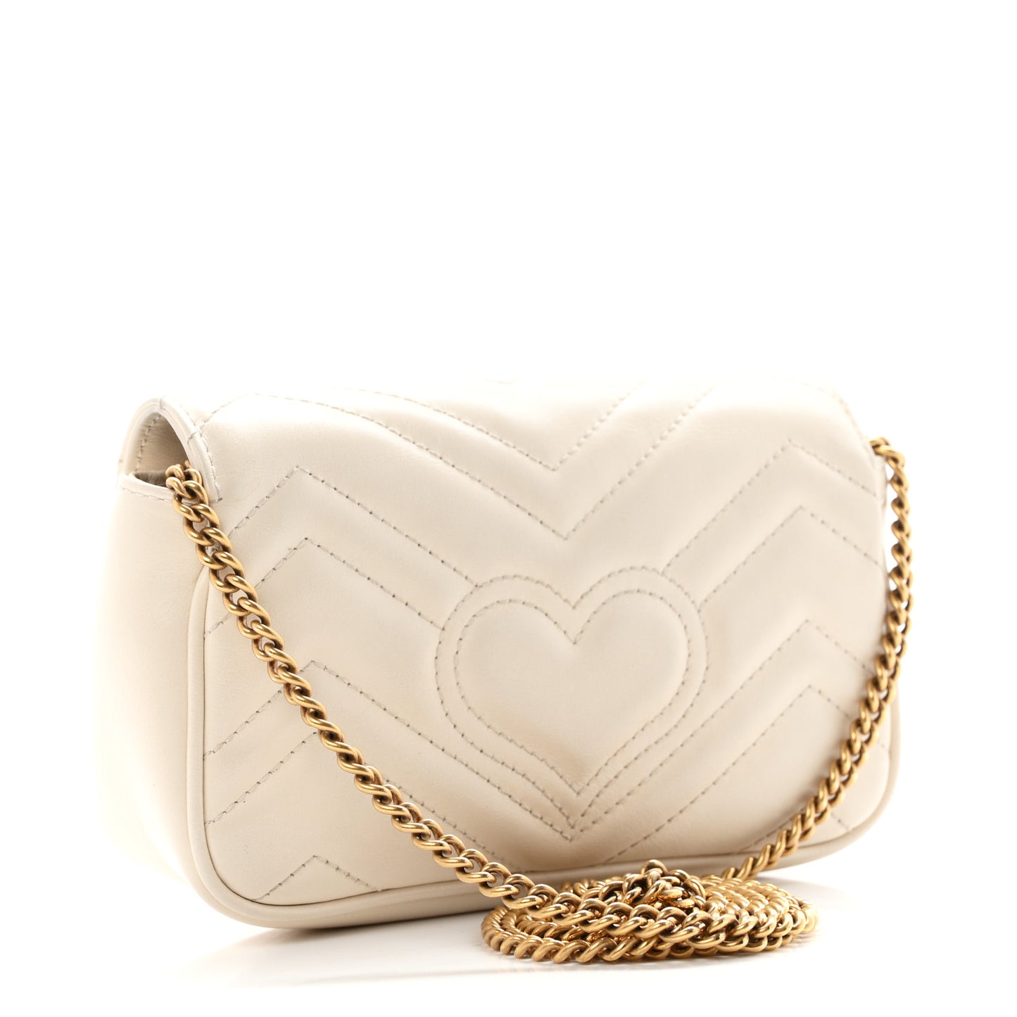 Calfskin Matelasse Super Mini GG Marmont Shoulder Bag White