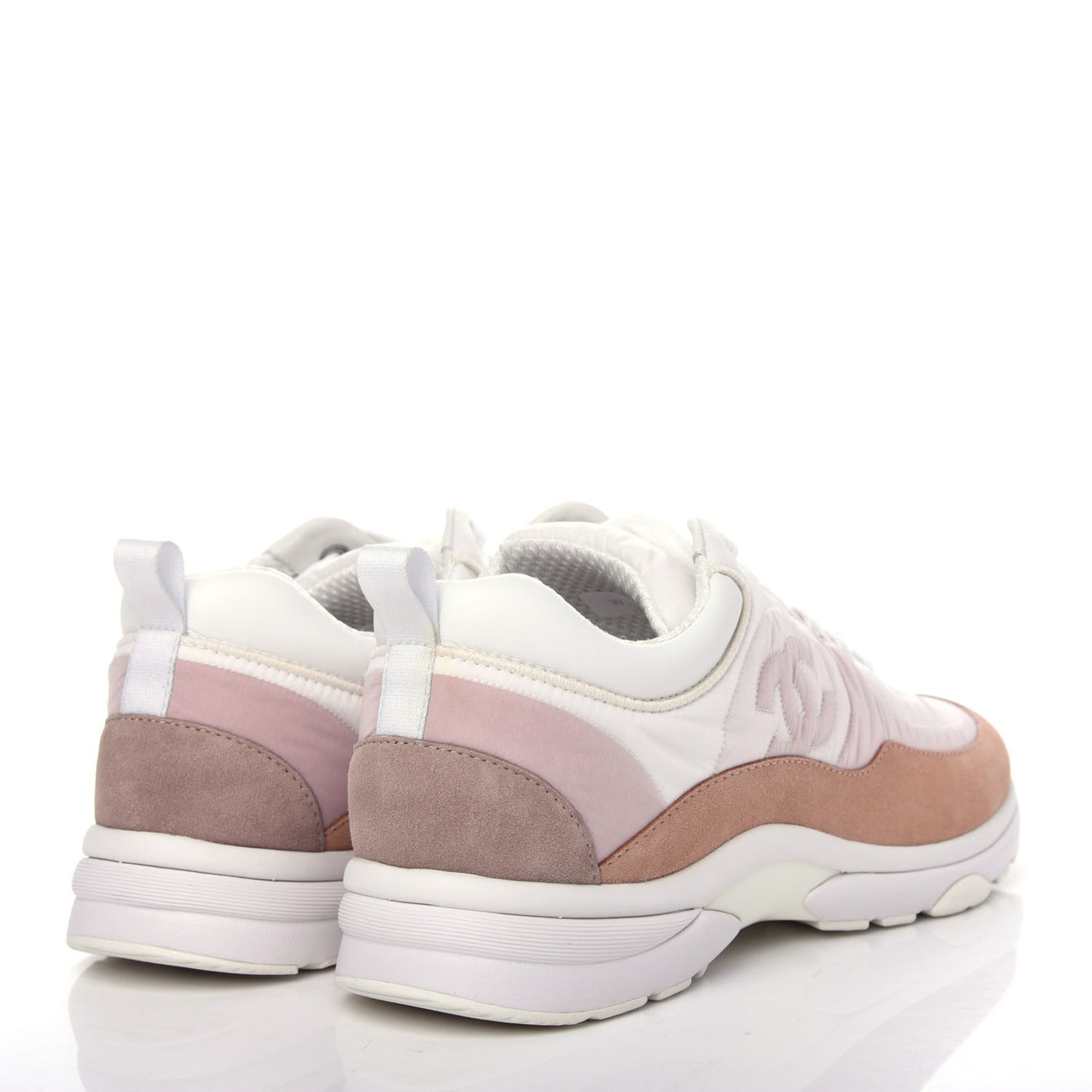 Nylon Suede Calfskin CC Sneakers 41 Pink