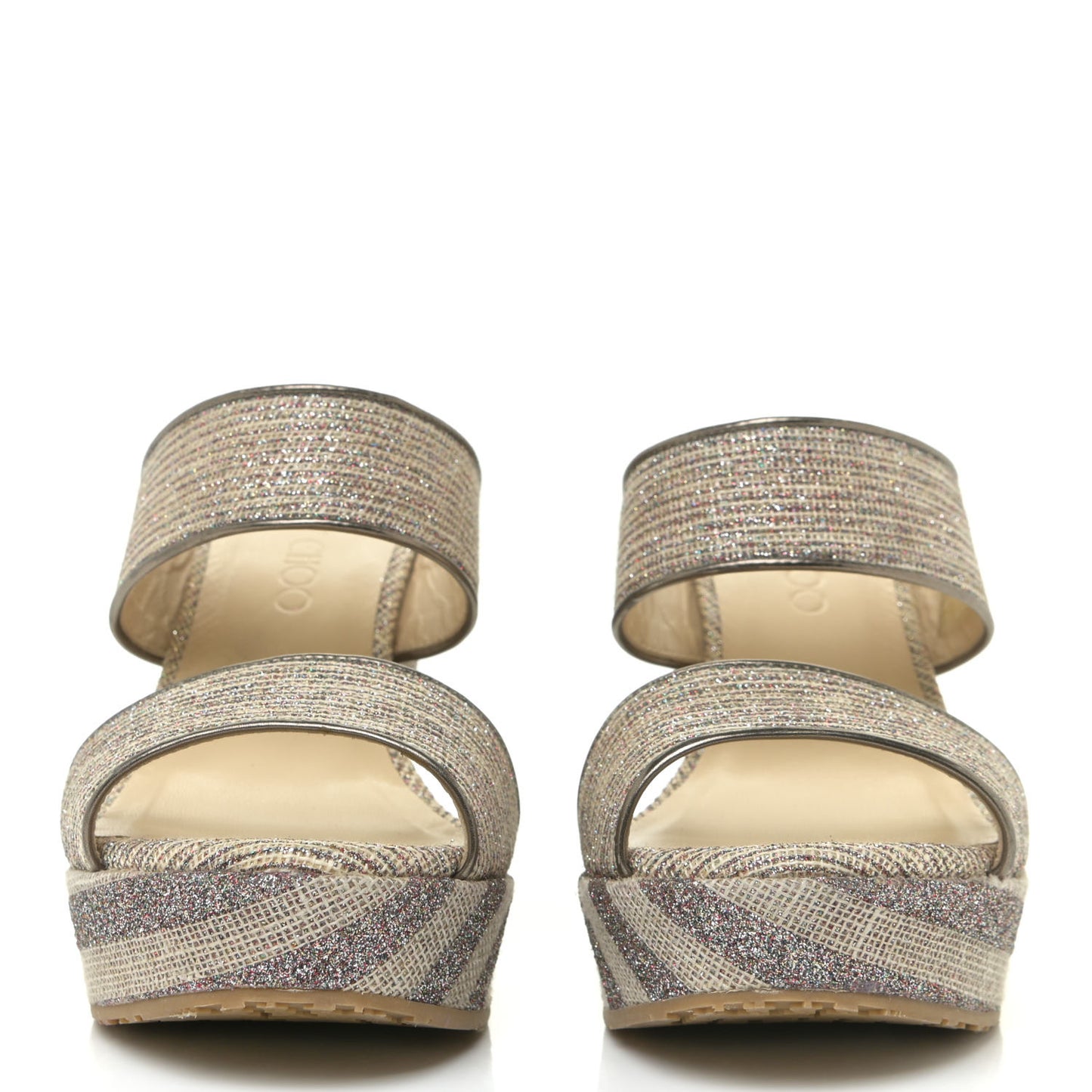 Metallic Raffia Wedge Sandals 38.5 Multicolor