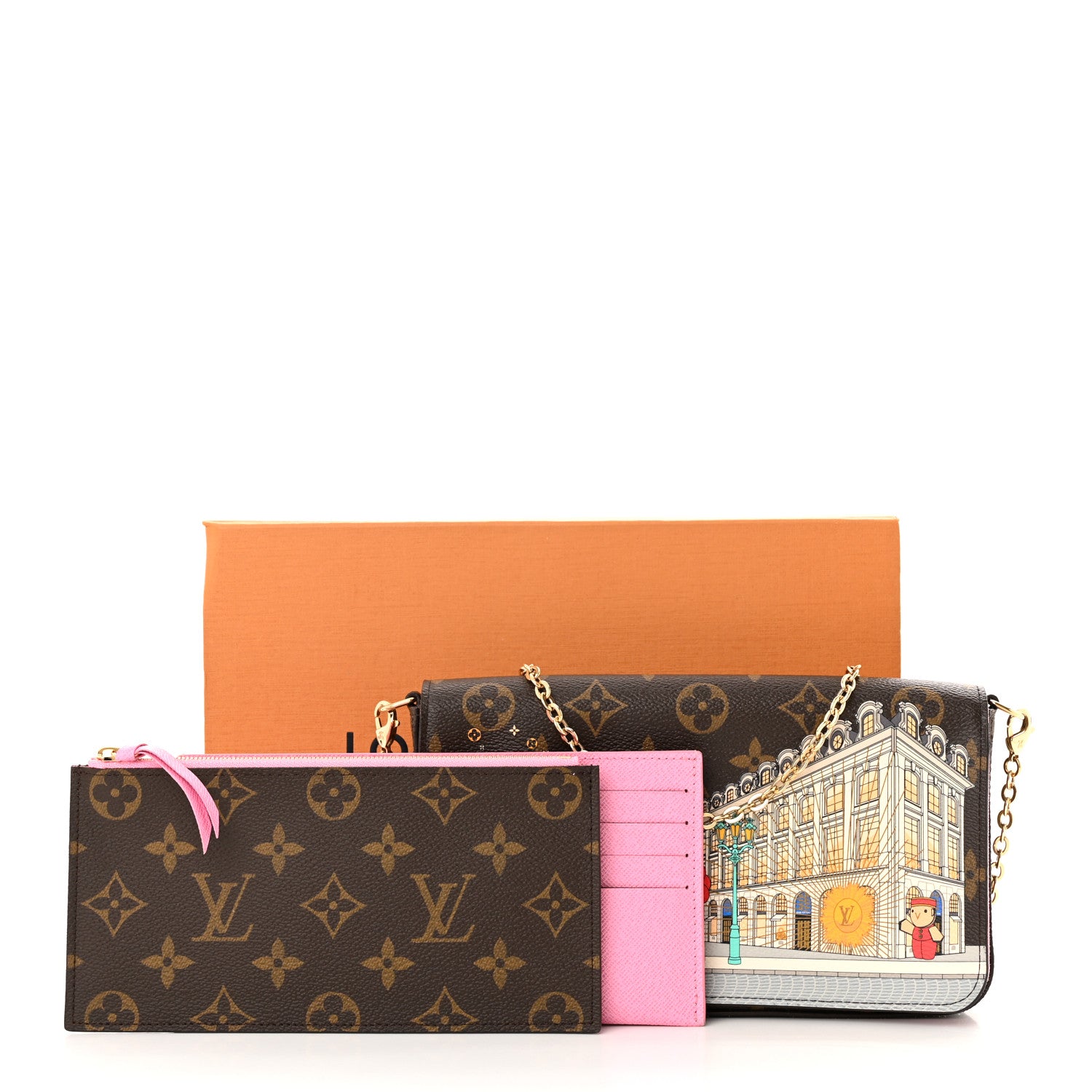 Louis Vuitton Monogram 2022 Christmas Animation Paris Pochette Felicie Chain Wallet Pink 11 of 11