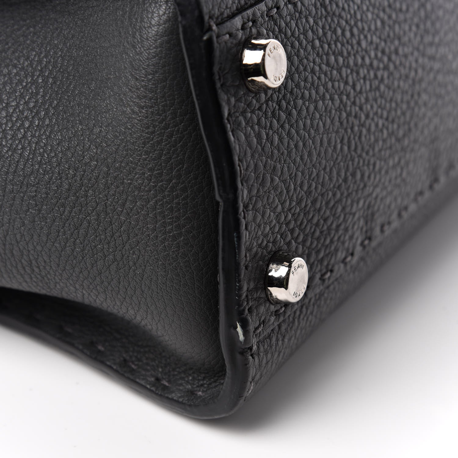 Fendi Cuoio Romano Selleria Bi-Color Medium Peekaboo Iconic Satchel Asfalto Latte 9 of 12