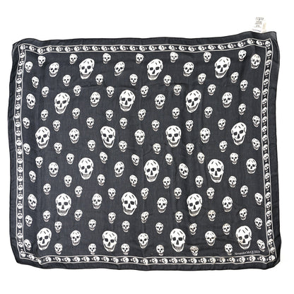 Alexander McQueen Silk Chiffon Skull Scarf Black Ivory 1 of 4