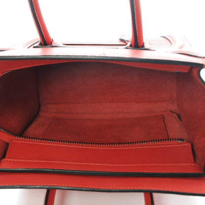 Celine Drummed Calfskin Nano Luggage Vermillion 5 of 6