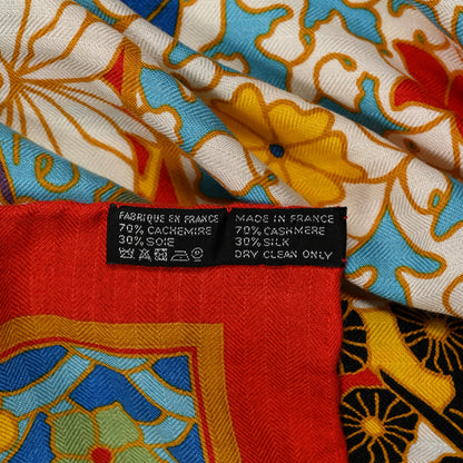 Hermes Cashmere Silk Collections Imperiales Shawl 140 Rouge Bleu Jaune 8 of 8