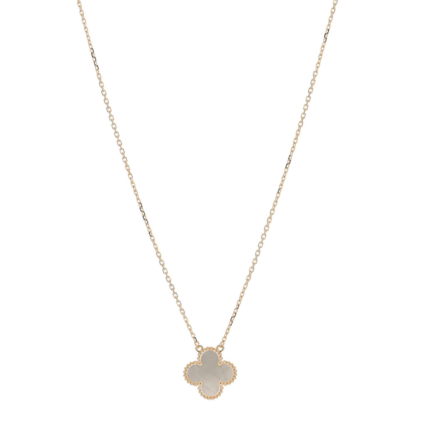 18K Yellow Gold Mother of Pearl Vintage Alhambra Pendant Necklace