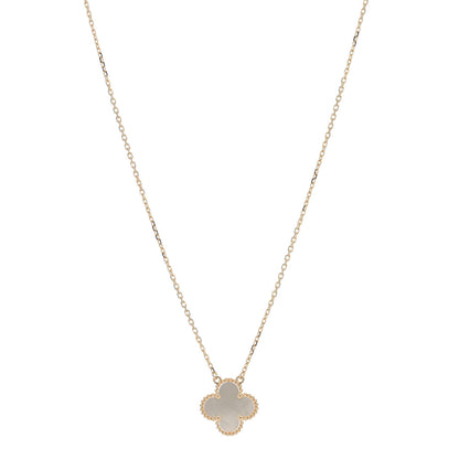 Van Cleef & Arpels 18K Yellow Gold Mother of Pearl Vintage Alhambra Pendant Necklace 1 of 5