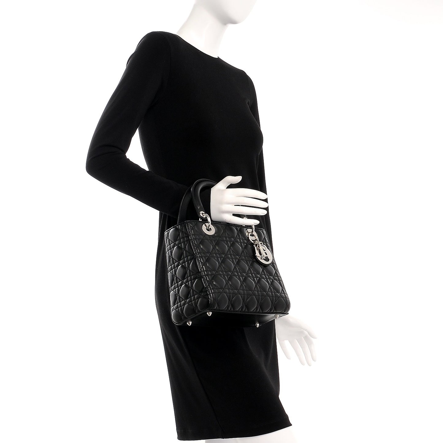 Lambskin Cannage Medium Lady Dior Black