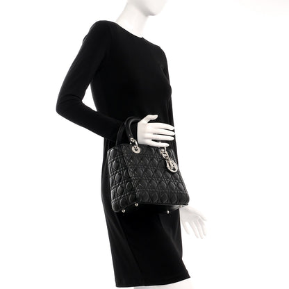 Christian Dior Lambskin Cannage Medium Lady Dior Black 3 of 8