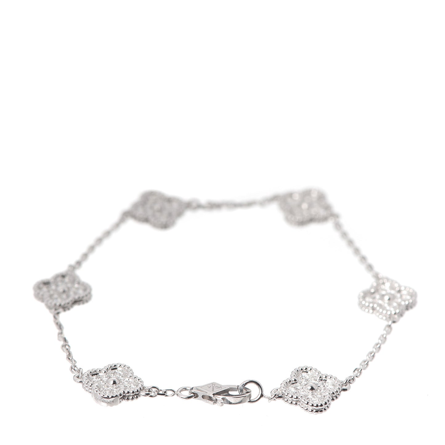 18K White Gold Diamond 6 Motifs Sweet Alhambra Bracelet