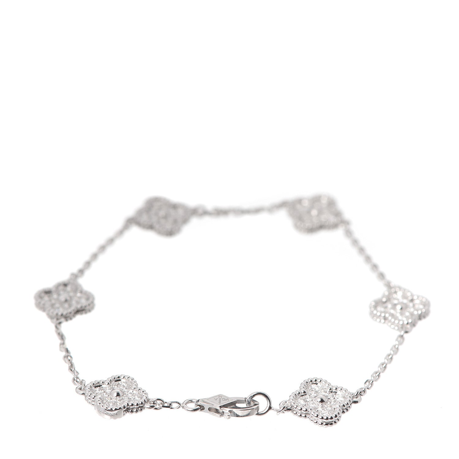 Van Cleef & Arpels 18K White Gold Diamond 6 Motifs Sweet Alhambra Bracelet 3 of 5